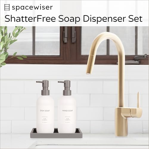 Spacewiser ShatterFree Soap Dispenser Set with Pump and Tray