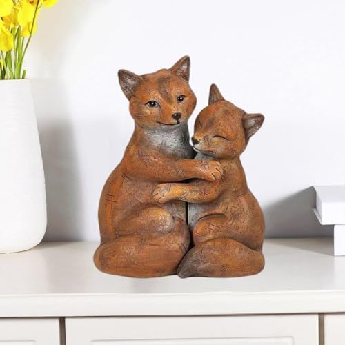 Cute Hugging Couple Fox Sculpture Valentines Decoration