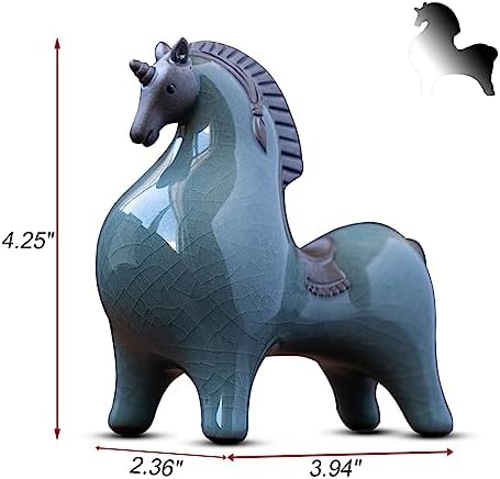 HAOWUJIN Cyan-Blue Horse Sculpture Home Decor