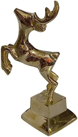 PARIJAT HANDICRAFT Brass Deer Statues Home Decor