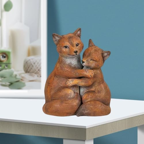 Cute Hugging Couple Fox Sculpture Valentines Decoration