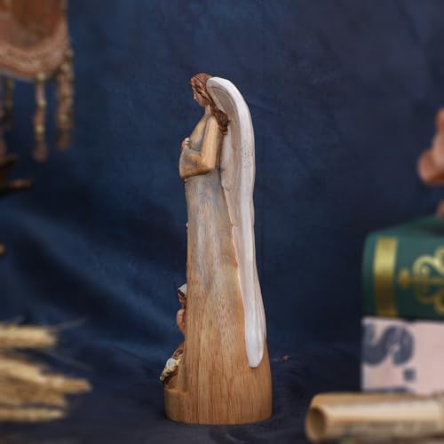Hand-Carved Solid Wood Nativity Angel Statue