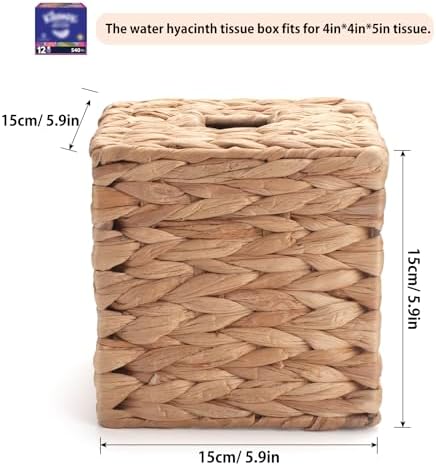 YANGQIHOME Rattan Tissue Box Cover - Boho Decorative Holder