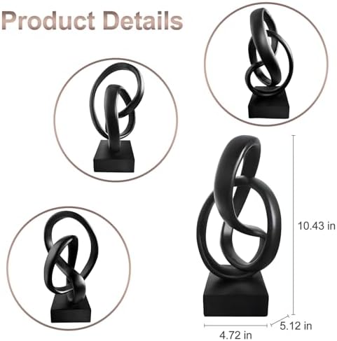 aboxoo Black Mobius Knot Sculpture Modern Decor Statue