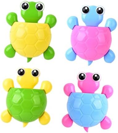 ABOOFAN 4Pcs Cute Turtle Suction Cup Toothbrush Holder