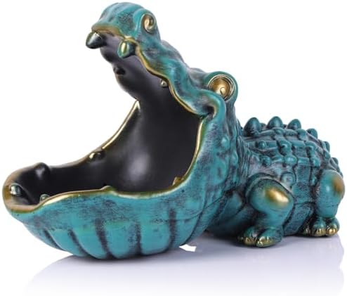 Alligator Key Bowl Decorative Storage Sculpture Green