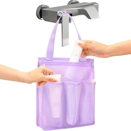 Portable Mesh Shower Caddy Purple for College Students and Travelers