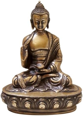 8-Inch Buddha Brass Statue with Vitarka Mudra