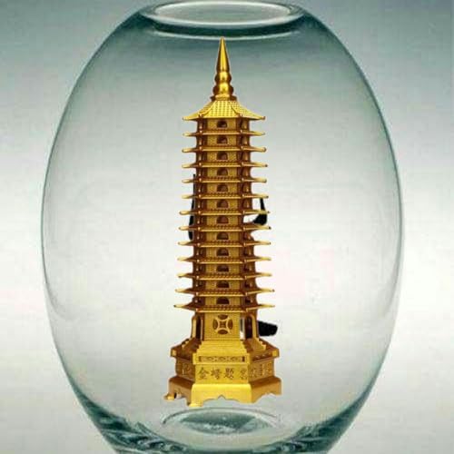 Ecqizer Brass Wenchang Pagoda Tower Desk Sculpture