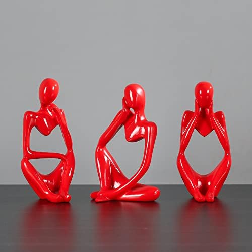 Thinker Statue Gold Resin Abstract Art Sculpture Red 1