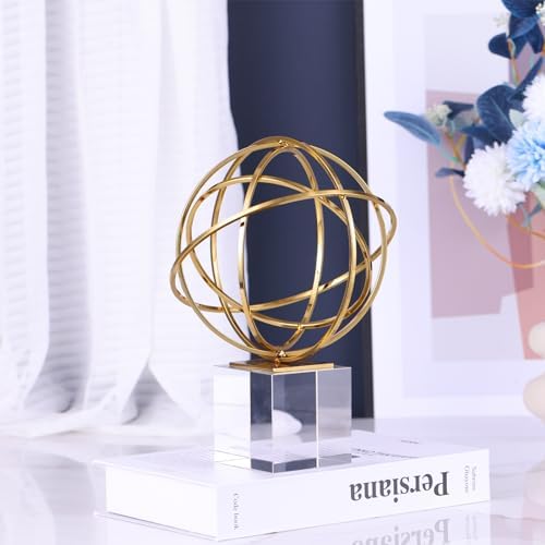 DOVDOV Gold Geometric Metal Knot Statue Crystal Base Decor