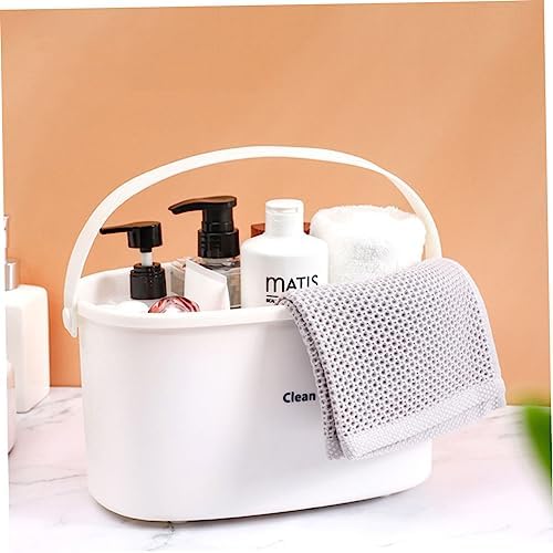 BESTOYARD 1Pc White Plastic Shower Basket with Handle