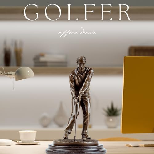 91 Inch Bronze Golf Putting Statue Handcrafted Sculpture with Marble Base