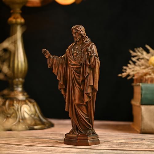 Wooden Sacred Heart of Jesus Statue - 43 Inch Handmade Figurine