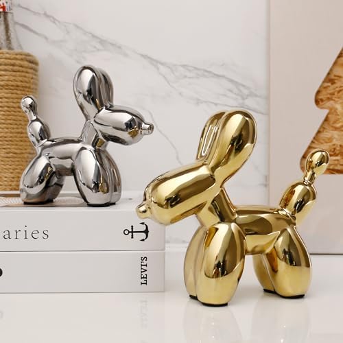 Ceramic Balloon Dog Statue Gold Home Decor