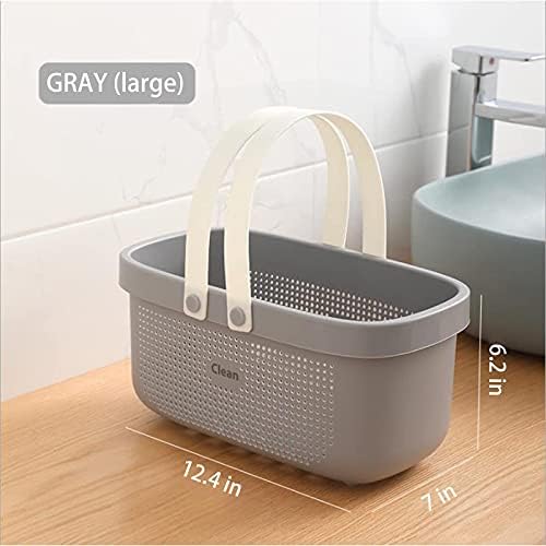 JiatuA Gray Plastic Storage Basket with Handle