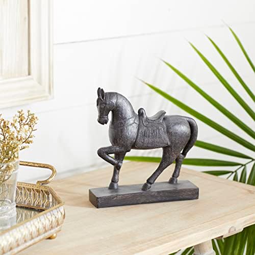 Deco 79 Polystone Horse Statue 9 x 3 x 9 Brown