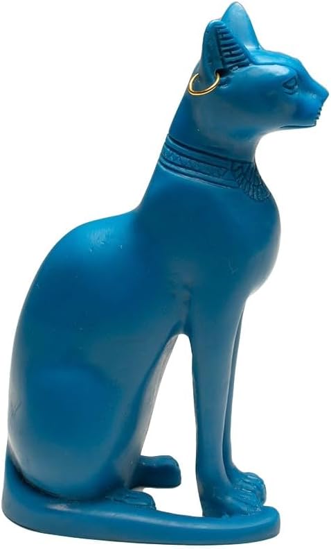 Classical Blue Bastet Cat Statue - Egyptian Goddess Collectible