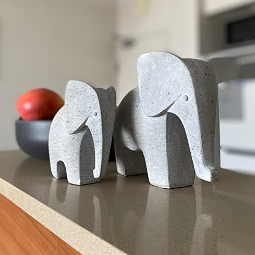 Huey House Elephant Sculptures 2 Piece Set 6 and 5 Light Gray