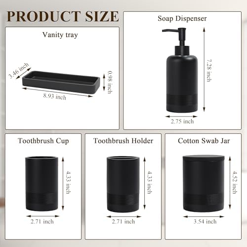 Modern Matte Black Bathroom Accessories Set 6-Piece