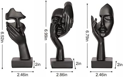 3 Piece Thinker Statue Black Resin Home Decor