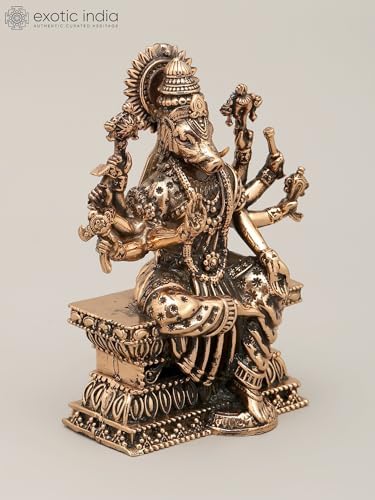 Small Superfine Eight Armed Goddess Varahi Brass Statue