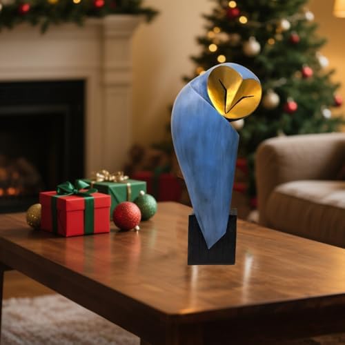 Mid-Century 15 Inch Resin Owl Statue - Handmade Home Decor