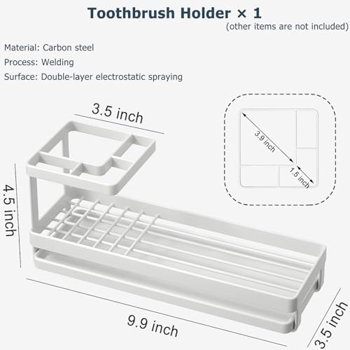 MYITYARD 4-Slot Rustproof Toothbrush Holder with Drainage