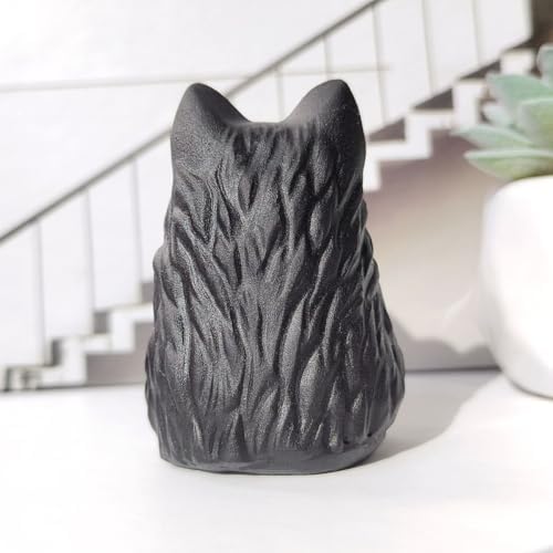 Obsidian Skull Wolf Crystal Figurine Decor Sculpture