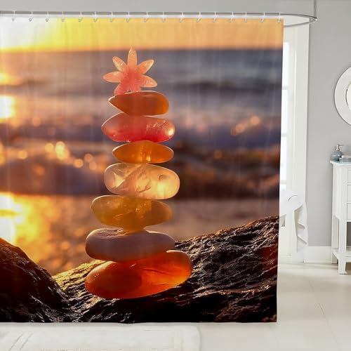 Feelyou Beach Theme Zen Stone Shower Curtain Set