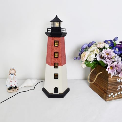 K KILIPES USB Powered Wooden Lighthouse Decor