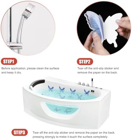 Secopad 20PCS Non-Slip Bathtub Butterfly Stickers - Blue