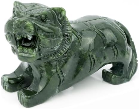 Gemshan Handmade Jade Tiger Statue - Unique Home Decor Figurine