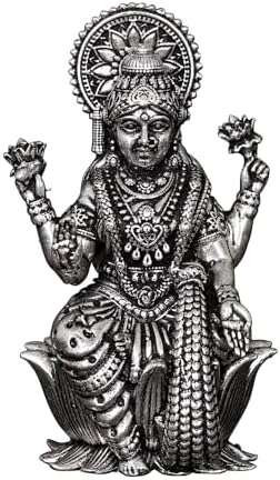 Small Superfine Lakshmi Silver Plated Brass Statue Pooja Temple Decor