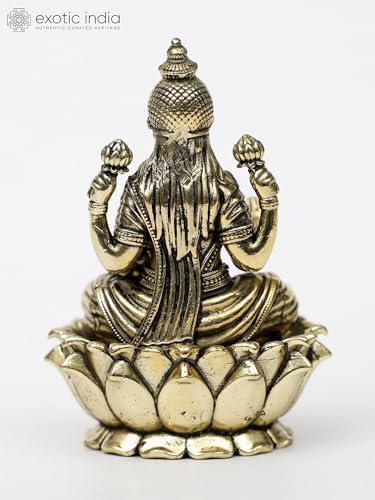 Superfine Brass Lakshmi on Lotus Statue for Pooja Room