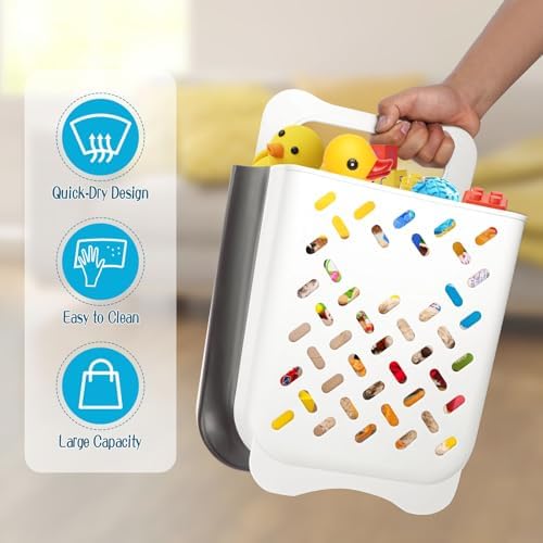 Wensdr Foldable Bath Toy Storage Organizer White