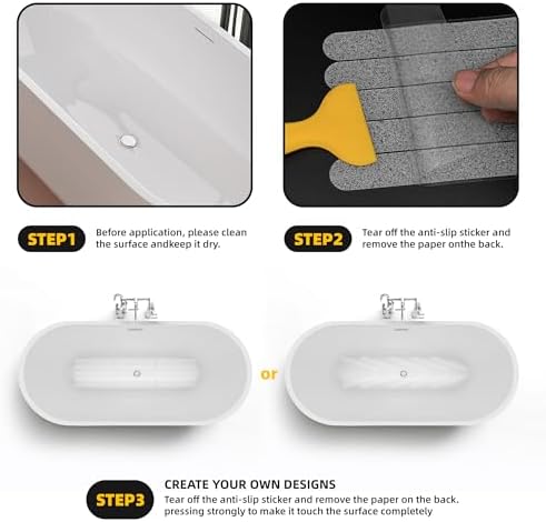 SANKEMU Transparent Non-Slip Bathtub Stickers 20PCS with Scraper