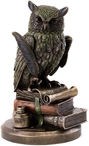 Top Collection Eagle Owl Book Statue - 875-Inch Cold Cast Bronze Collectible