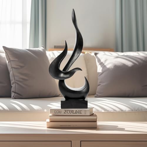 Modern Abstract Black Fire Flame Sculpture Art Statue