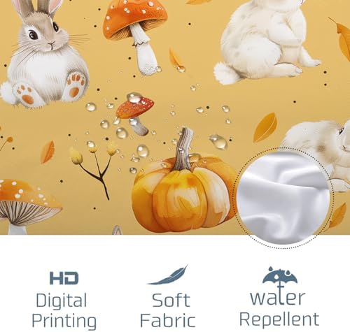 Fall Cartoon Rabbit Shower Curtain Set with 12 Hooks 1