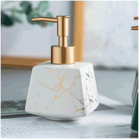 Ceramic Soap Dispenser 260 ML Refillable Pump Holder for Bathroom