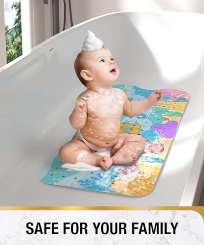 HITSLAM Baby Bath Mat with Suction Cups and Drain Holes