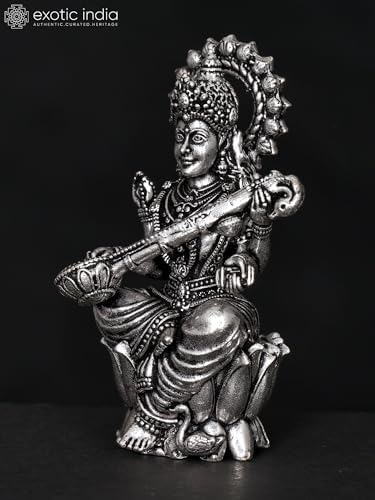 Exotic India Small Superfine Saraswati Brass Statue
