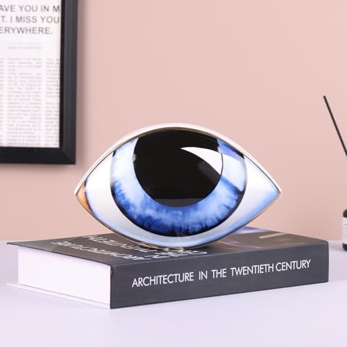 Blue Ceramic Eye Sculpture Modern Decor