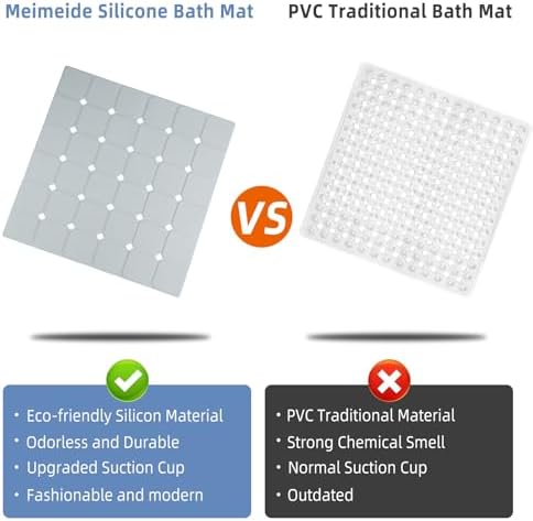 MeimeiDe Silicone Shower Mat 21x21 Non-Slip Bath Mat with Suction Cups
