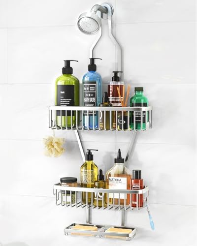 Skyapex Shower Caddy Hanging Organizer with Extra Large Shelf and 3 Tier Design