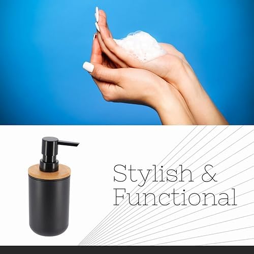 Black Soap Dispenser with Bamboo Top - 10 fl oz