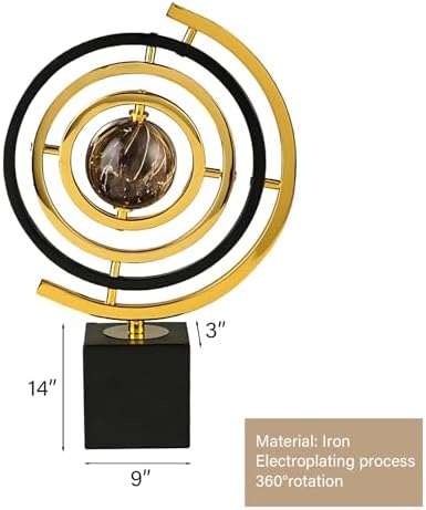 Modern Abstract Metal Globe Sculpture Decor