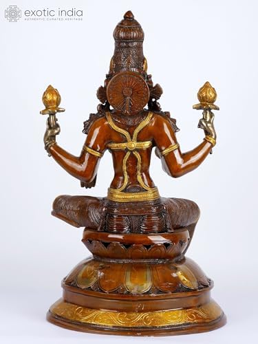 23 Inch Brass Lakshmi Statue for Temple Home Decor