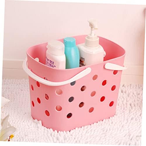 MAGICLULU Pink Plastic Bathroom Storage Handle Basket